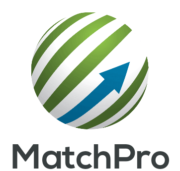 MatchPro Logo - Earth ball with arrow around it